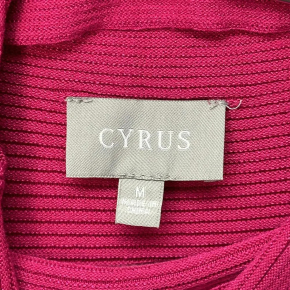 Cyrus Hot Pink Ribbed Mock Neck Sweater Medium - Picture 3 of 4